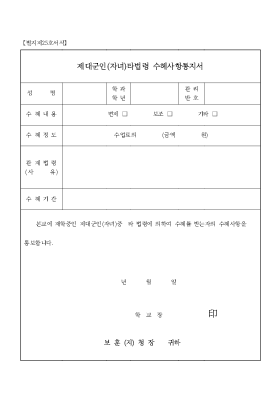 제대군인(자녀)타법령 수혜사항통지서